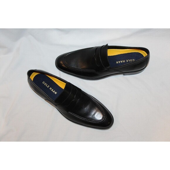COLE HAAN MEN\'S HAWTHORNE LEATHER PENNY LOAFERS BLACK NEW 11 $180 main image 5